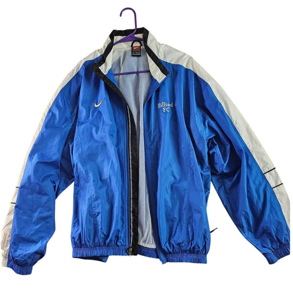 Vintage Y2K Nike Track Jacket Royal Blue White Colorblock Windbreaker Streetwear